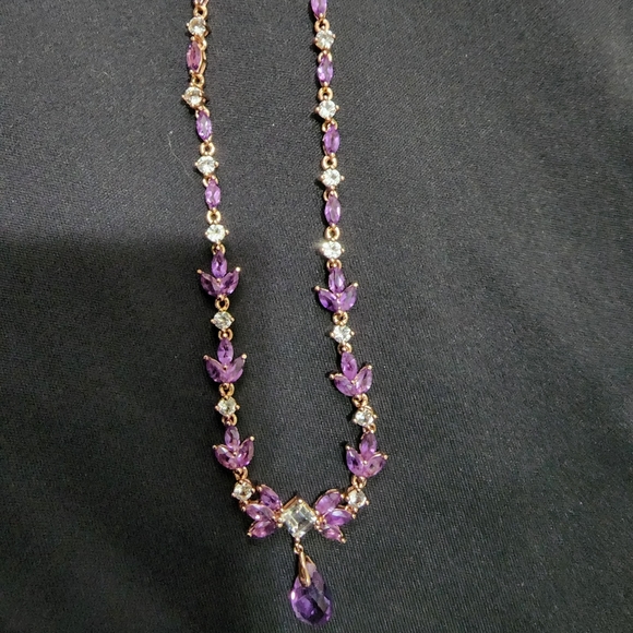 14k rg on SS with amethyst and white sapphires - Picture 1 of 3